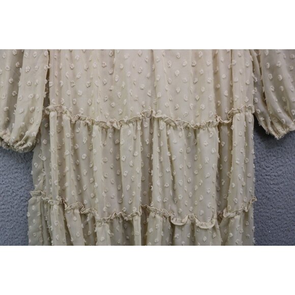 Ces Femme Swiss Dot Tiered Sheer Dress-Lined-Size Large-Cottagecore-BOHO - Picture 4 of 11